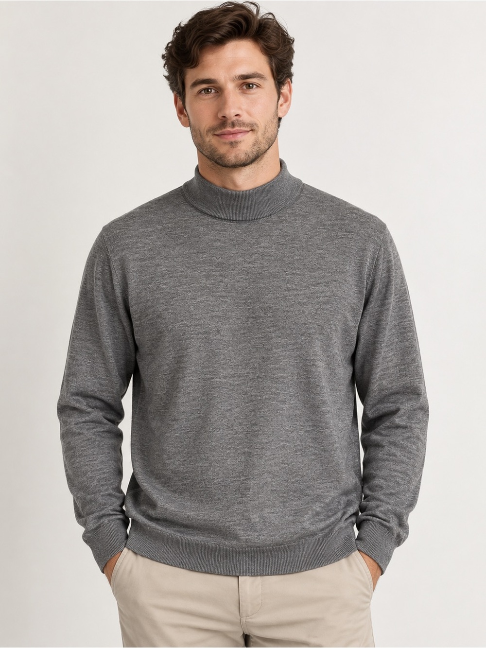 Vintage St. Croix Shop Men’s Mock Neck Sweater – Gray – Size M – Made in USA